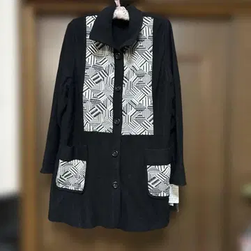 기하학 패턴 여성용 코트