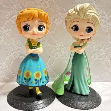 디즈니 겨울왕국 안나 엘사 큐포스켓 피규어 2점