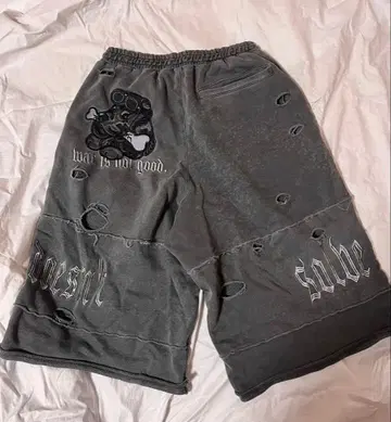 갈피 GALFY 하프 팬츠 병에 물든 반전 팬츠 그레이 중형견