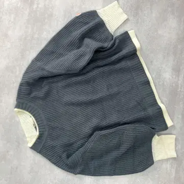 새상품급 남성용 자바 JaVa 니트 크루넥 바이컬러 파랑 심플