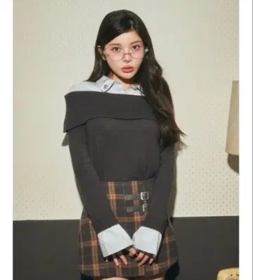 다리치 셔츠 도킹 오프숄더 니트탑