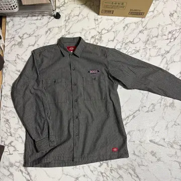 DICKIES 그레이 스트라이프 긴팔 셔츠