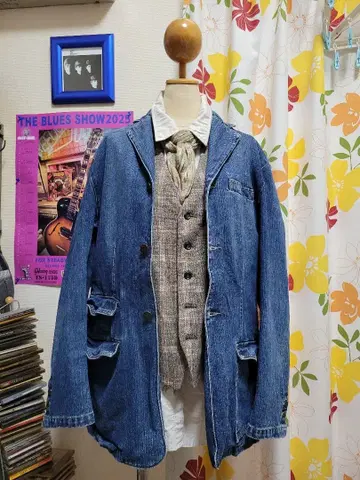 새상품급 테츠 프로덕트 데님 블레이저 L