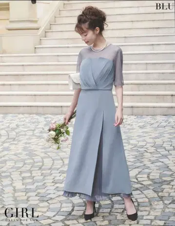 GIRL 뷔스티에풍 플리츠 롱 드레스 반팔