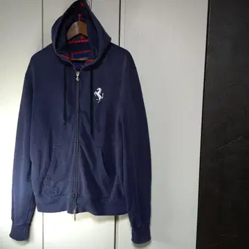 페라리 풀 집업 후드티 XL 네이비