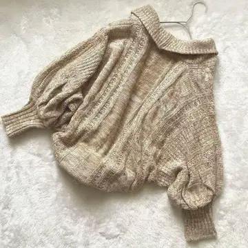 [D-LOOP] 베이지 화이트 케이블 짜임 외 벌룬 긴팔 니트 가디건