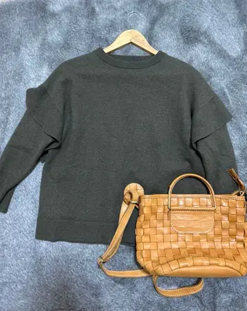 스픽 앤 스팬 울 캐시미어 플레어 슬리브 풀오버 니트