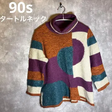 90s 일본제 MELLOW TIME 니트 터틀넥 쇼와 레트로