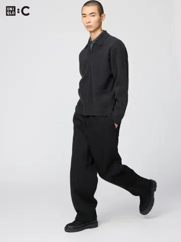 유니클로C 맨투맨 와이드 팬츠 09 BLACK 블랙 M