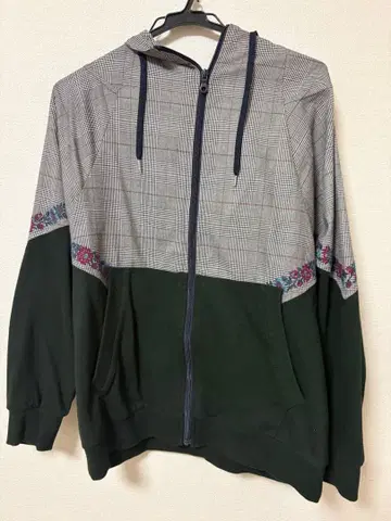 SUPER HAKKA 슈퍼 하카 후드 부착 체크 무늬 후드티