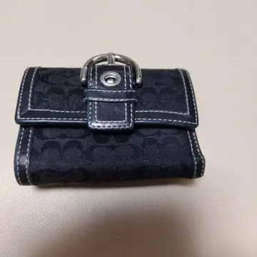 블랙 3단 폴더형 지갑 캔버스 소재