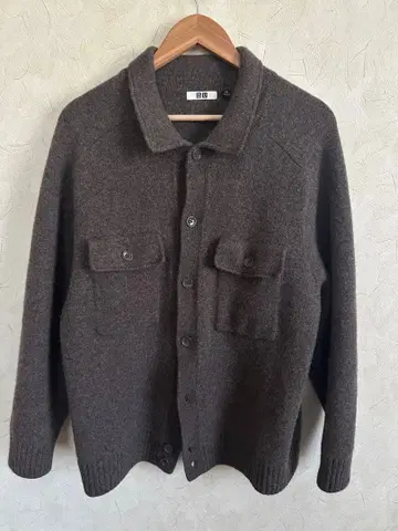 유니클로 U 라무 니트 자켓 UNIQLO 브라운