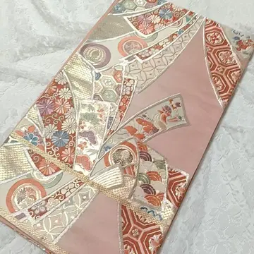 LULU119 후쿠로 오비 타네노시 카몬 핑크 베이지