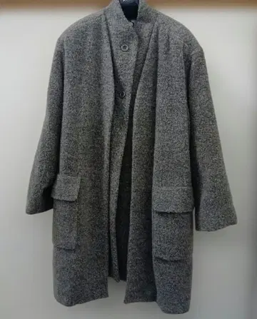 그레이 울 알파카 혼합 롱 코트