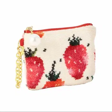 페이 라스트로베리 도트 키&카드 파우치