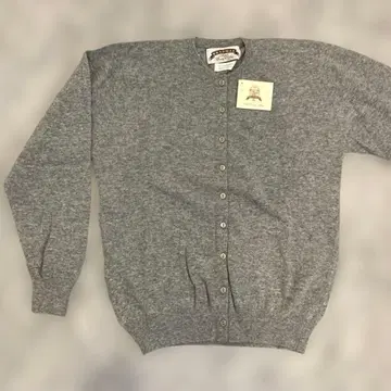 새상품 택 포함 스코틀랜드제 100% 램스울 그레이 가디건