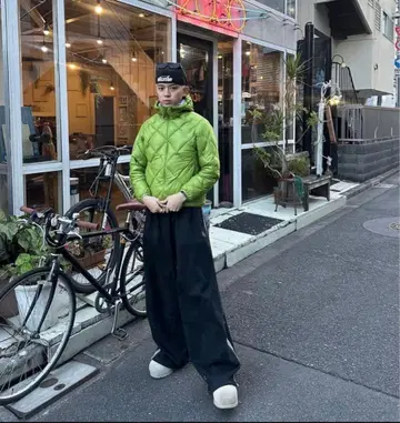 mont-bell 다운 자켓 퀼팅 리버서블 그린/빨간색