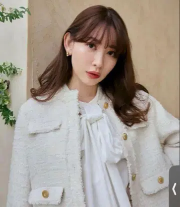 herlipto Silky White Tweed Jacket S