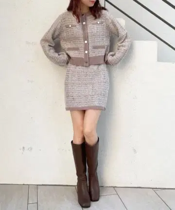 성숙/러블리 트위드 니트 셋업 M 사이즈