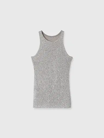 anuans 스팽글 여성 니트 탱크 실버