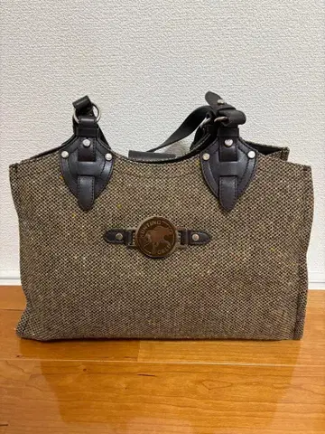 헌팅월드 HUNTING WORLD 트위드 가죽 토트백