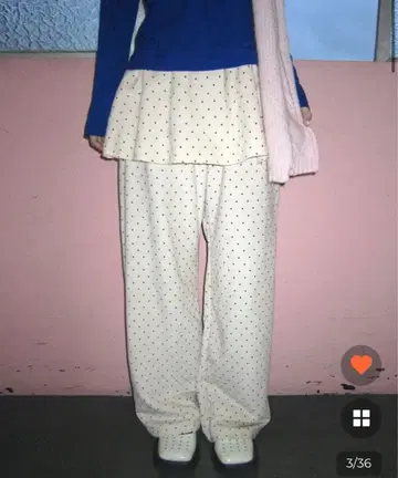 haku 도트 미니 플레어 스커트 팬츠 아이보리