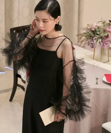 [ forsky. ] [ 포멀 대응 ] 볼륨 튤 프릴 소매 시어 블라우스