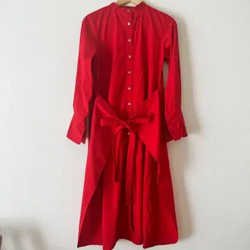 긴팔 셔츠 원피스 허리 리본 포함