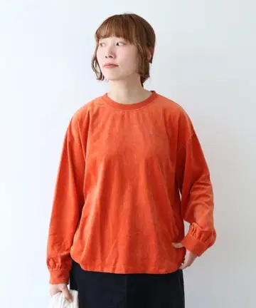 bulle de savon 플레팅 벨로아 로고 풀오버 오렌지