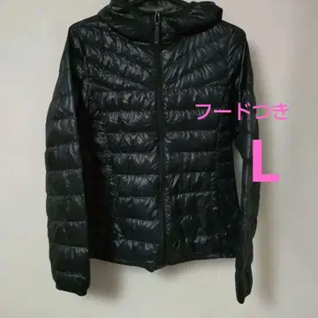 유니클로 울트라 라이트 다운 자켓 L 블랙 후드티 후드 달린