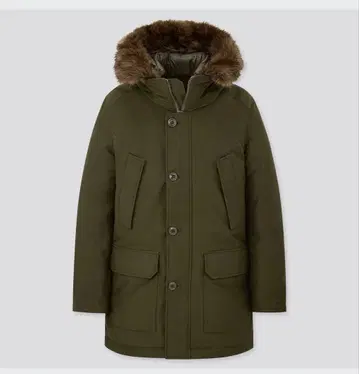 유니클로 울트라 웜 다운 코트 올리브 L