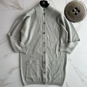 인기 발렌타인 로고 버튼 캐시미어 100% 가디건 민트 그린