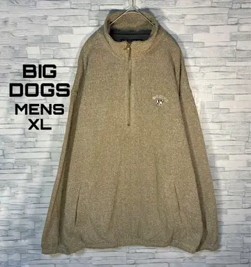 [ USA 구제 의류 ] 빅독스 하프 지퍼 풀오버 XL 개 자수 베이지