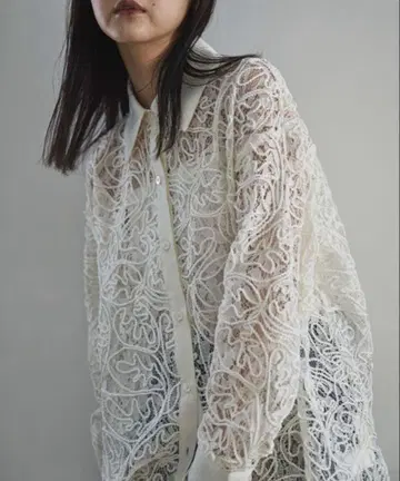 [ 택 포함 새상품 ] feepur 페퓨르 코드 레이스 시어 셔츠