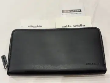 새상품 밀라 쇤 라운드 지퍼 장지갑 남성용 블랙 소가죽