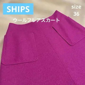 울 스커트 SHIPS 쉽스 울 100% 진한 핑크 마젠타