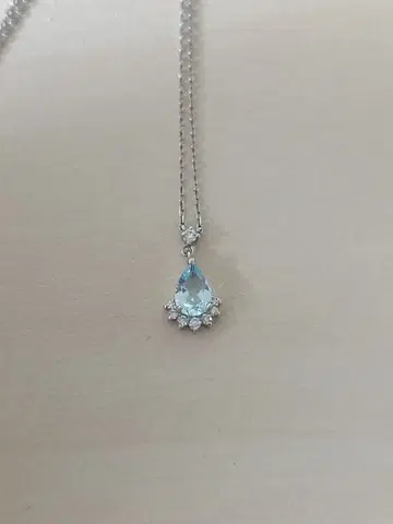 반돔 아오야마 아쿠아 마린 다이아몬드 플라티나 목걸이