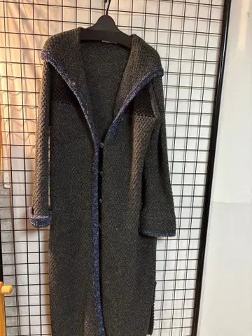 CRISTIAN 후드 부착 롱 가디건 그레이