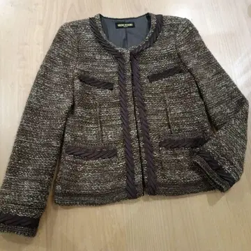 히로코코시노 최고급 프리미어 트위드 노카라 자켓