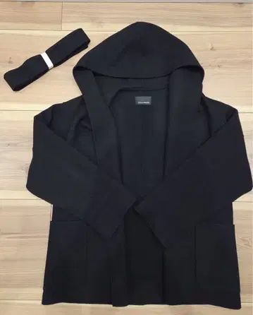 엠프리미어 블랙 후디 미들 코트 블랙