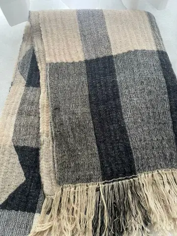 ZARA 자라 그레이 베이지 체크 무늬 스톨