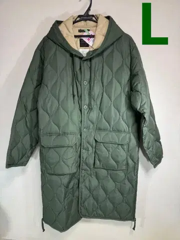 타이온 밀리터리 라인 후드 다운 코트 롱 L