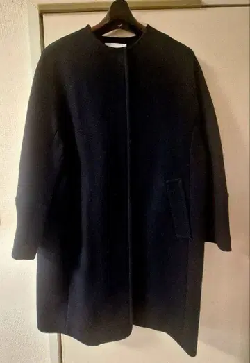 울 노카라 코트 네이비