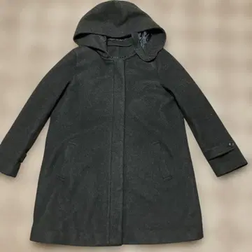 블랙 후드 부착 코트 여성용