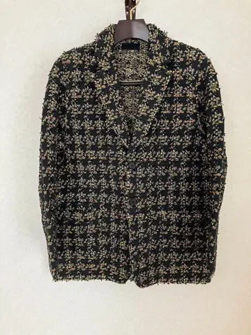 COOHEM 블랙 네임 트위드 자켓