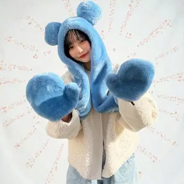 새상품급 미키 귀 모양 머플러 팬 캡