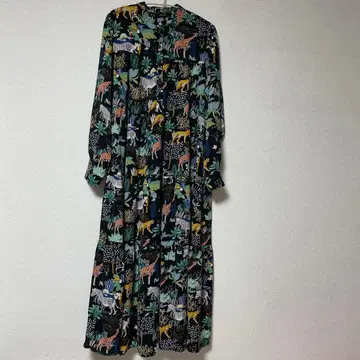 melange 동물 패턴 롱 셔츠 원피스