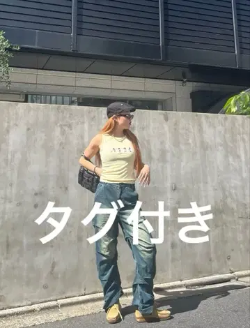 HTH 사이드 개더 데님 데님 팬츠