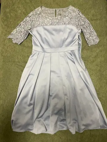 라이트 블루 레이스 소매 드레스 결혼식 파티