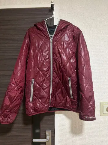 버건디 퀼팅 다운 자켓